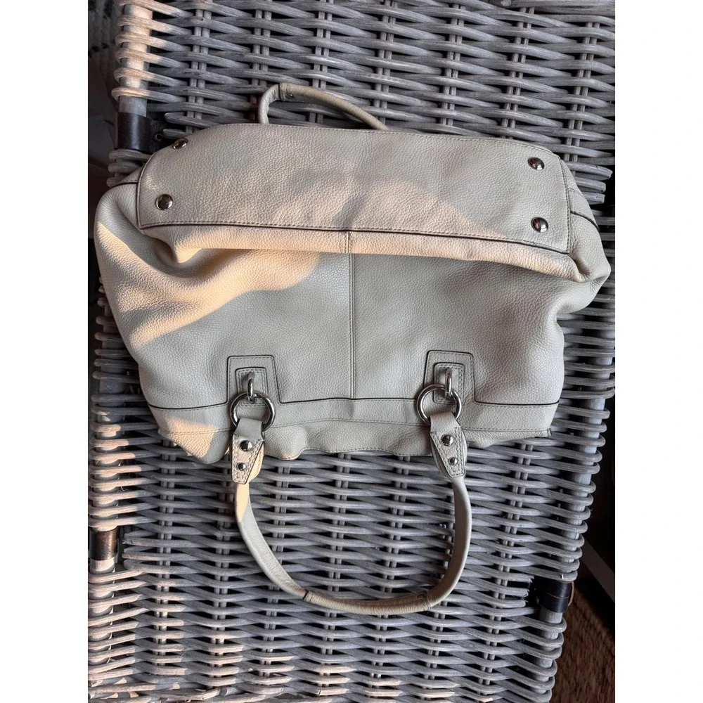 Coach Penelope Shopper Tote Cream Pebbled Leather Shoulder Bag Y2K vintage